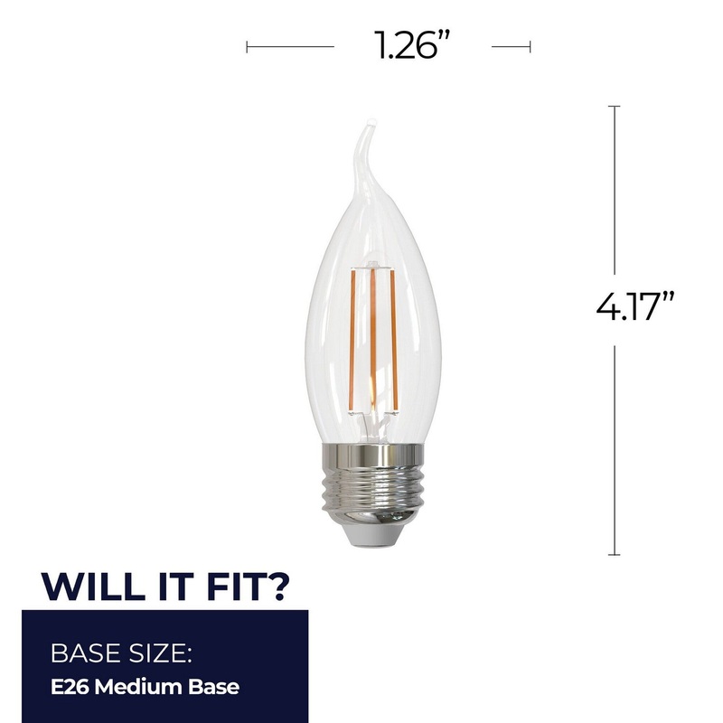 5 Watt CA10 Clear, 500  Lumens, E26 base, 120 Volt Light Bulb by Bulbrite