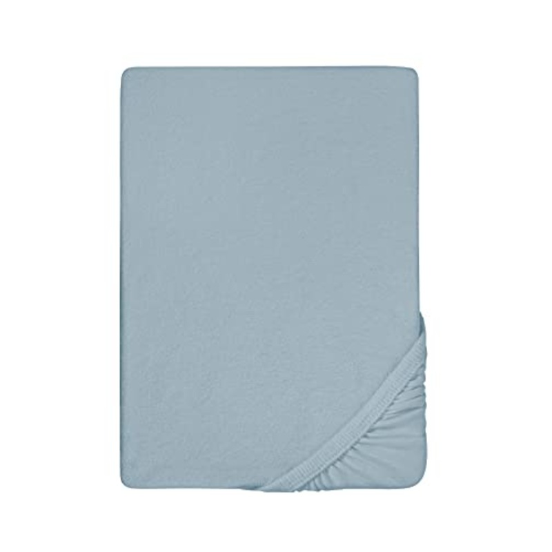 Biberna 0012344 Lenzuolo Frottee-Stretch (Altezza Materasso max. 22 cm) 1X 180X200 cm > 200X200 cm, Bluastra