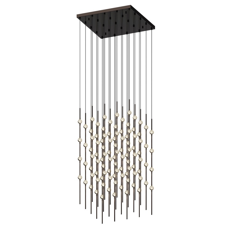 Constellation Cosmic Cube 20″ LED Pendant Espresso Black with Clear Faceted Acrylic 2200K 10′ Adjustable Cord