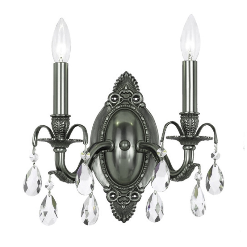 Crystorama 5562-PW-CL-SAQ Dawson Two Light Wall Sconce Pewter