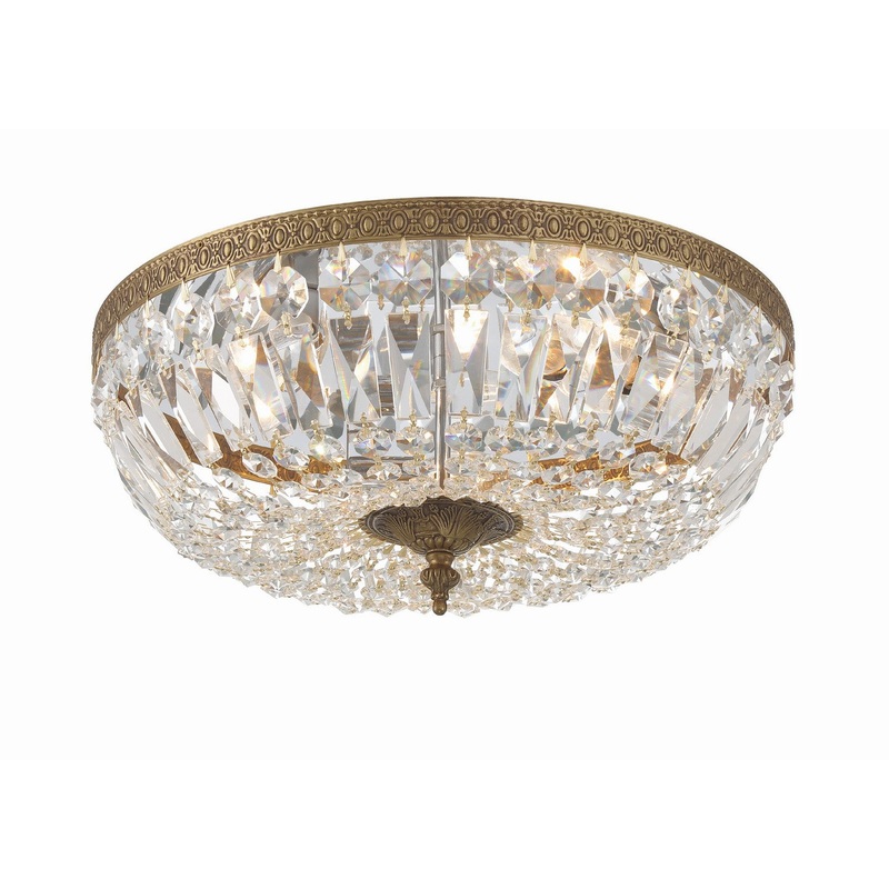 Crystorama 716-OB-CL-S Ceiling Mount Three Light Flush Mount Olde Brass