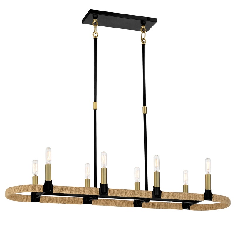 Eight Light Island Pendant from the Windward Passage Collection in Coal And Soft Brass Finish by Minka-Lavery