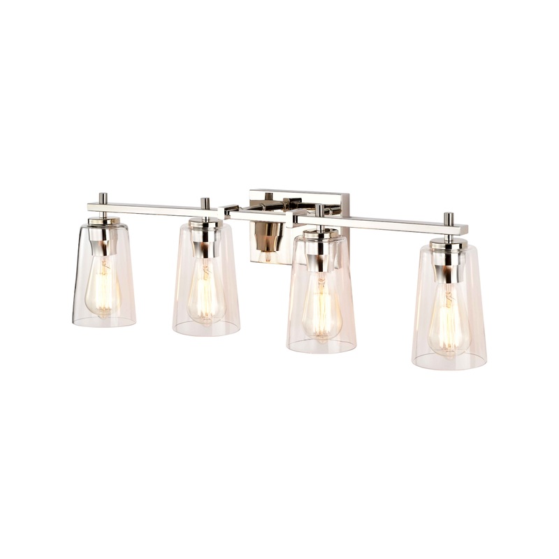 Erie 4-Light Vanity Satin Nickel with Clear Glass