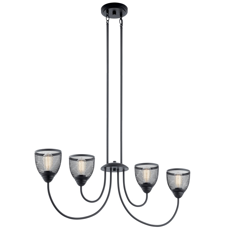 Four Light Linear Chandelier from the Voclain Collection in Black Finish by Kichler