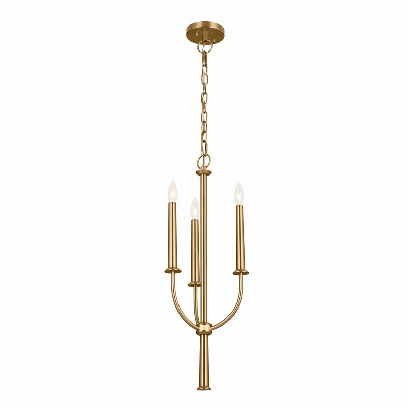 Kichler 52496BNB Three Light Mini Chandelier, Brushed Natural Brass