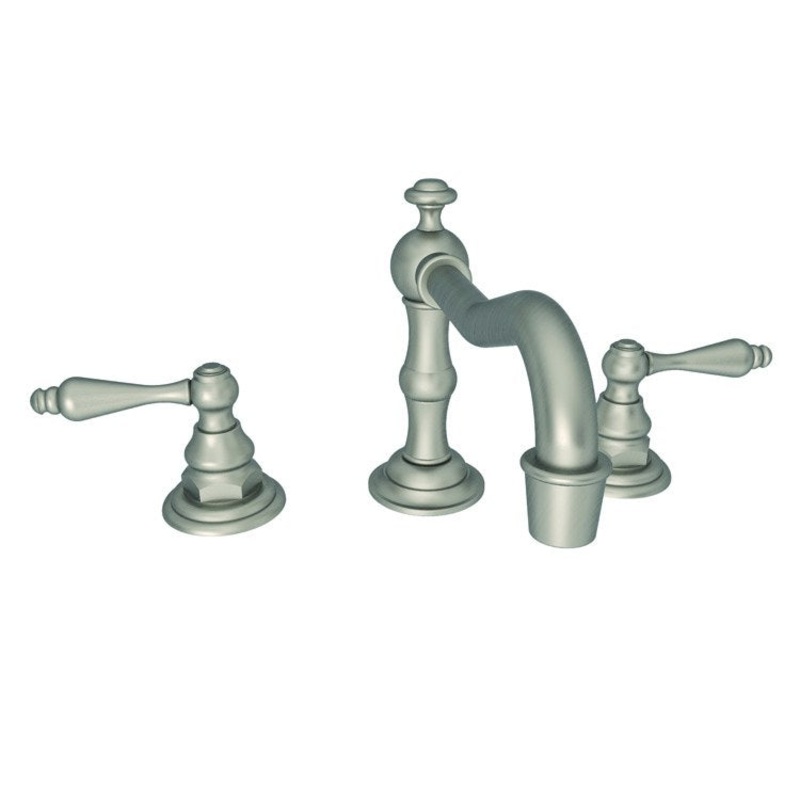 Lavatory Faucet Chesterfield Widespread 8 to 20 Inch Spread 2 Lever ADA Watersense Antique Nickel 1.2 Gallons Per Minute Brass Pop-Up with Tailpiece Spout Reach 7 Inch