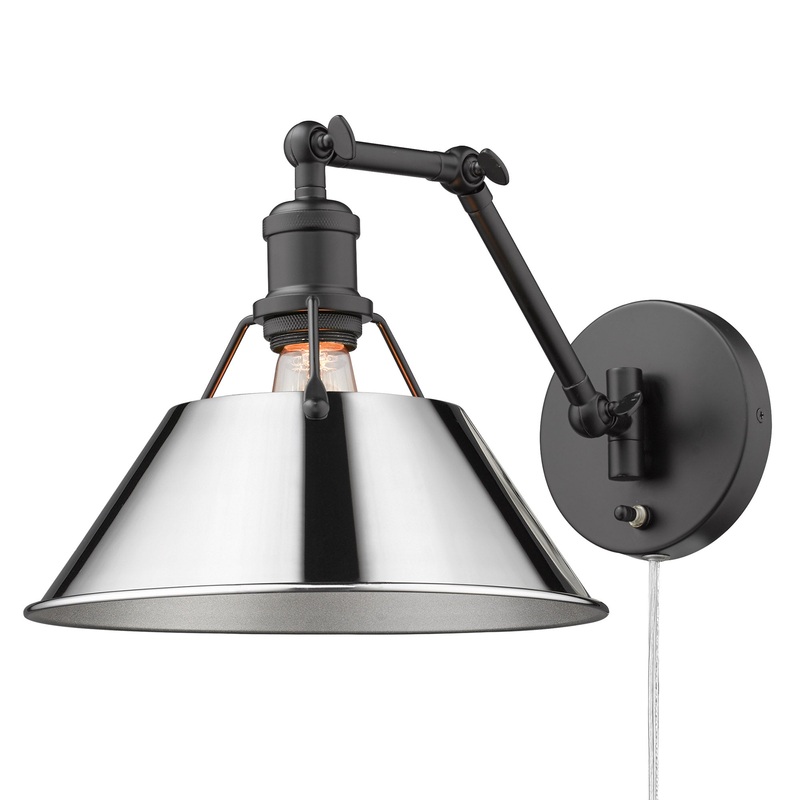 Orwell BLK Articulating 1 Light Wall Sconce with Chrome Shade