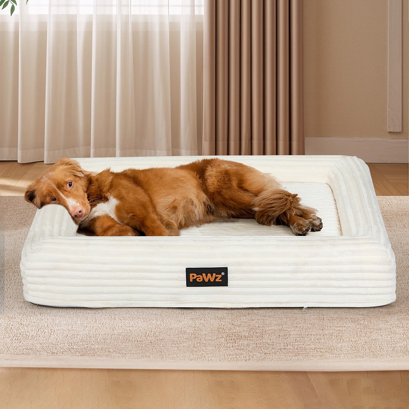Pawz XXL Size Orthopedic Dog Bed with Corduroy Removable Cover Waterproof Washable Beige
