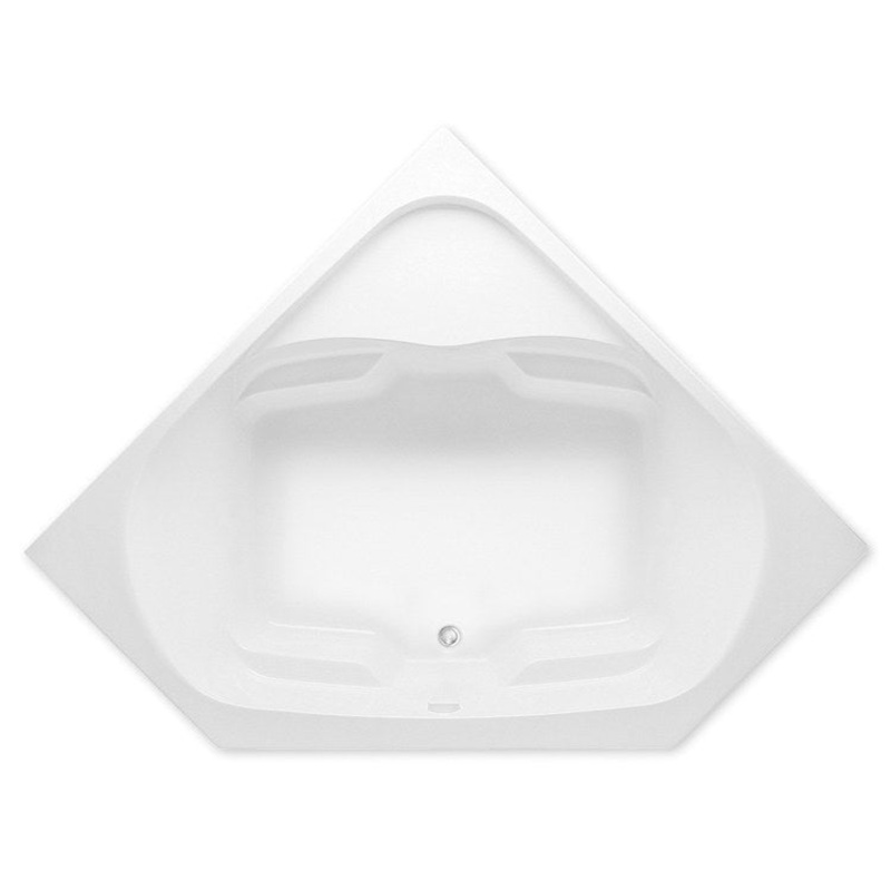 Soaking Tub Front Drain White Corner 90 Gallons 60 x 60 x 22 Inch