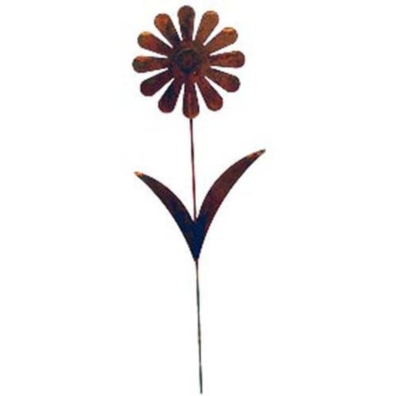 Village Wrought Iron RGS-95 Daisy Rusted Garden Stake