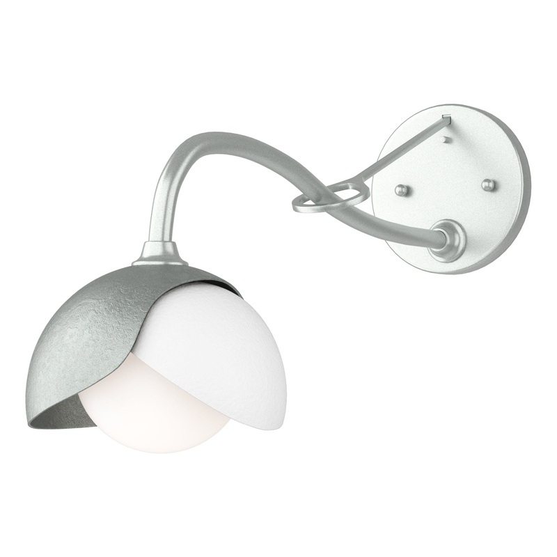 Brooklyn 1-Light Double Shade Long-Arm Sconce Vintage Platinum White