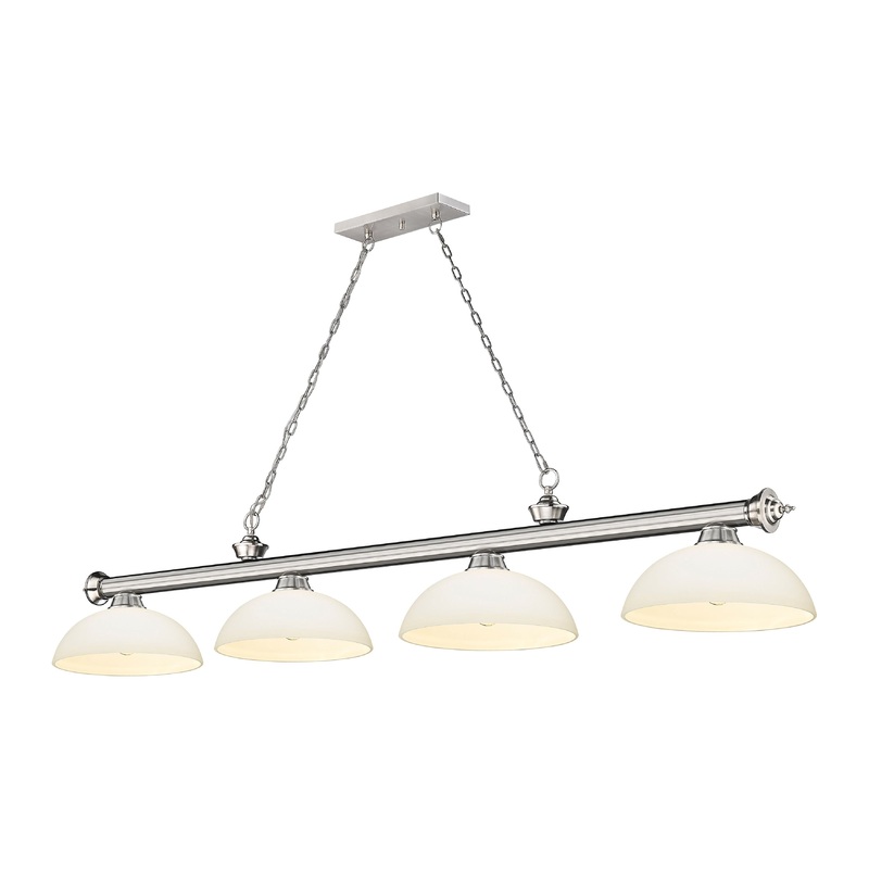 Cordon 4-Light Billiard Brushed Nickel Dome Matte Opal Glass