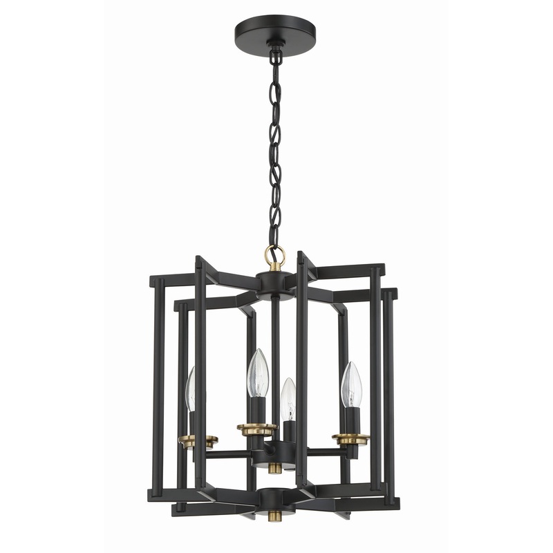 Craftmade 56934-FBSB Avante Grand Four Light Foyer Pendant Flat Black/Satin Brass