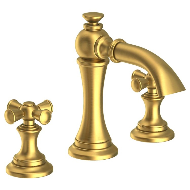 Lavatory Faucet Sutton Widespread 8 to 20 Inch Spread 2 Cross ADA Satin Brass PVD 1.2 Gallons per Minute Brass Spout Height 4-1/8 Inch