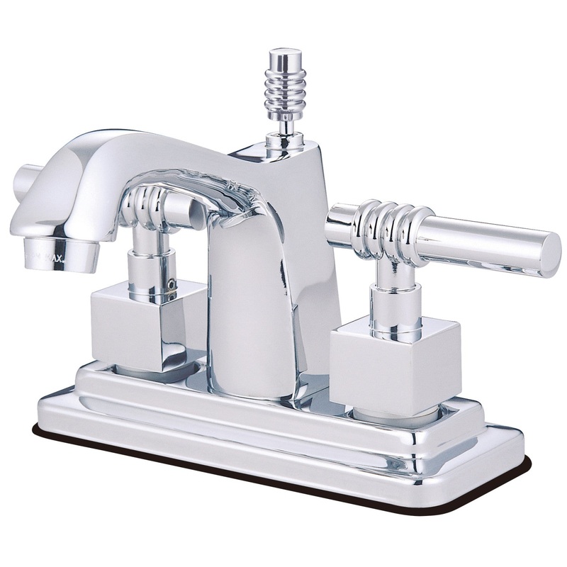 Milano KS8641ML Two-Handle 3-Hole Deck Mount 4″ Centerset Bathroom Faucet with Brass Pop-Up, Polished Chrome