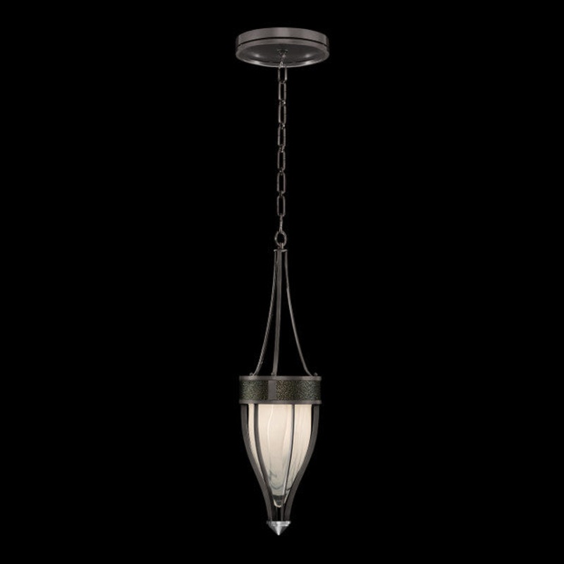 Mirage 7.5″W Round Pendant Midnight Steel/Nickel/Black Knight