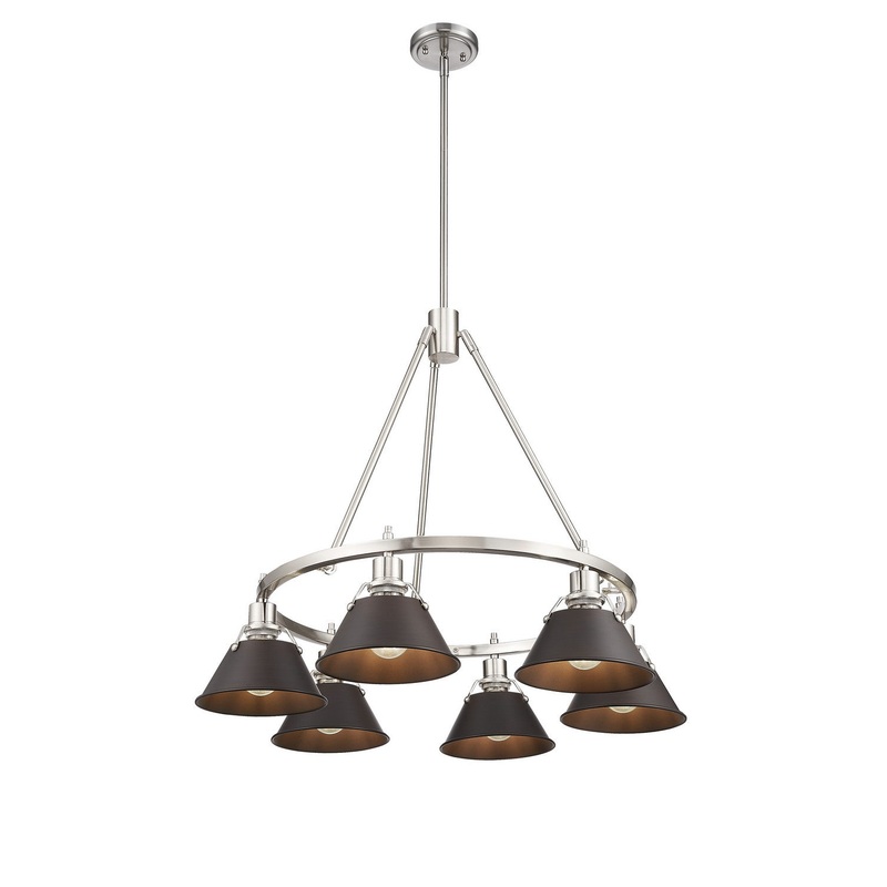 Six Light Chandelier from the Orwell Collection in Pewter Finish by Golden