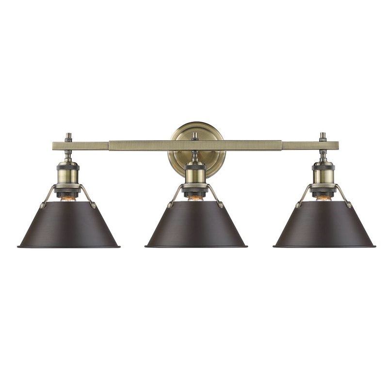 Three Light Bath Vanity from the Orwell Collection in Aged Brass Finish by Golden