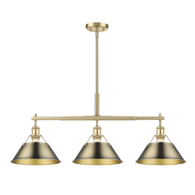 Three Light Linear Pendant from the Orwell Collection in Brushed Champagne Bronze Finish by Golden