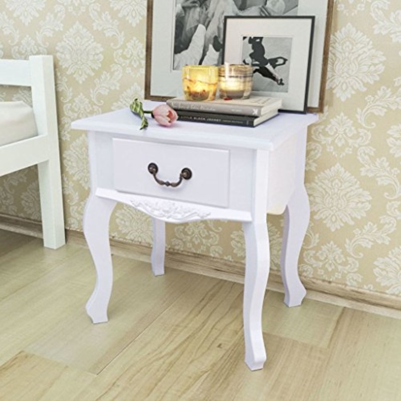 Tidyard Comodino Bianco 2 Pezzi, Comodino Elegante Moderno con 1 Cassetto, 43x33x45,5 cm