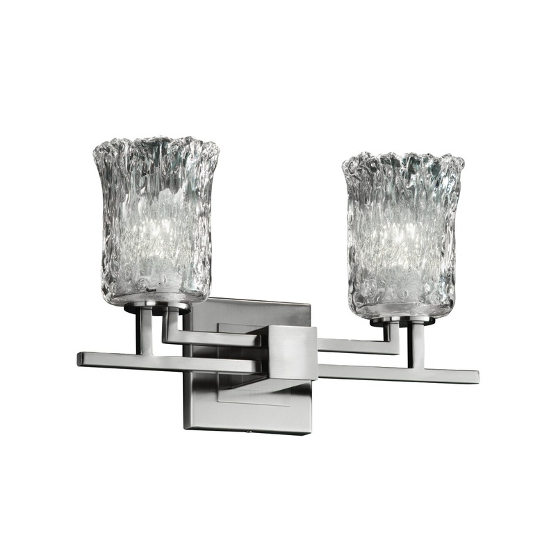 Two Light Bath Bar from the Veneto Luce Collection in Brushed Nickel Finish by Justice Designs