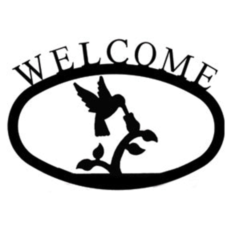 Village Wrought Iron WEL-18-S Hummingbird Welcome Sign Small