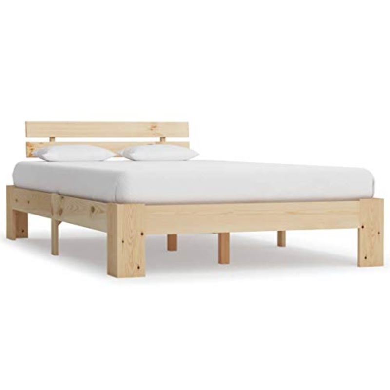 BIGTO – Struttura per letto in legno di pino massiccio, per camera da letto, stile C, 120 x 200 cm, colore: Naturale