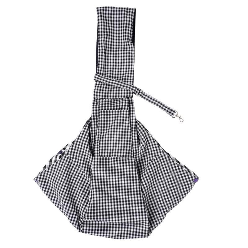 Black and White Checkered Comfortable Pet Sling Carrier for Small Dogs & Cats – Breathable Cotton Checkered Bag, Hands-Free, Safety Features