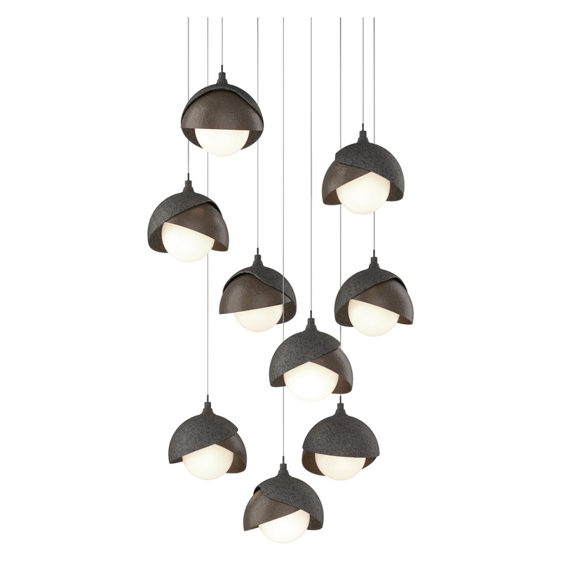 Brooklyn 9-Light Double Shade Pendant Natural Iron Bronze