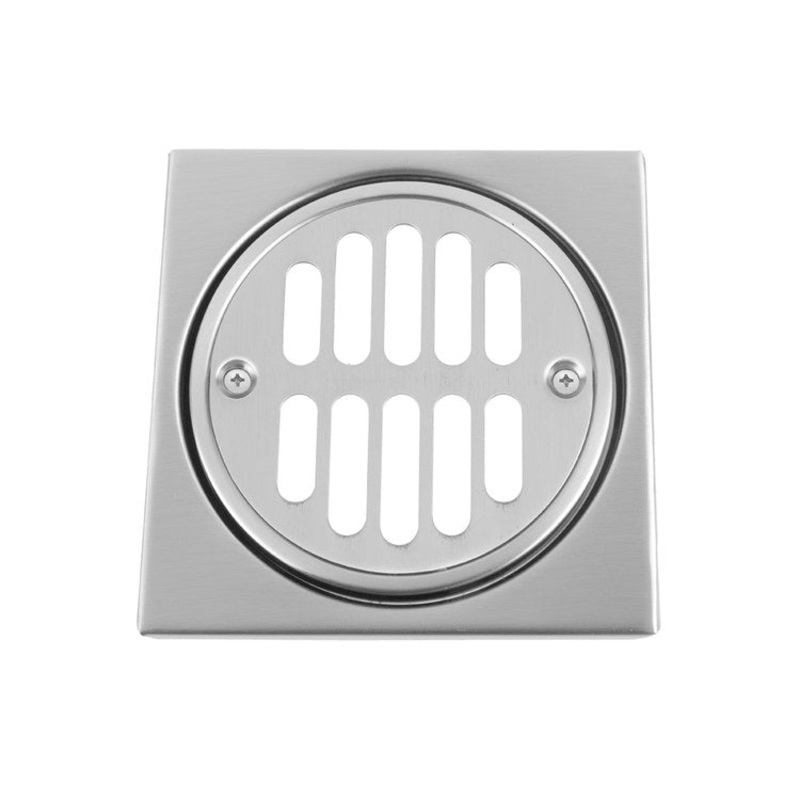 Drain Plate Square Shower 4-1/4 x 4-1/4 Inch Satin Nickel Brass Depth 1/4 Inch