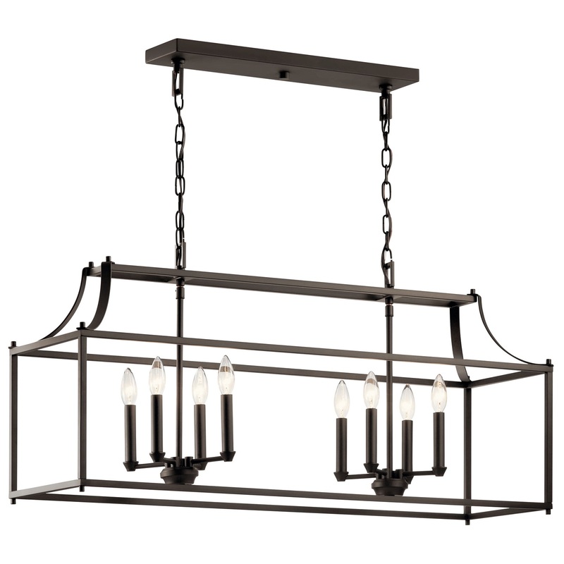 Kichler 42497OZ Eight Light Linear Chandelier, Olde Bronze