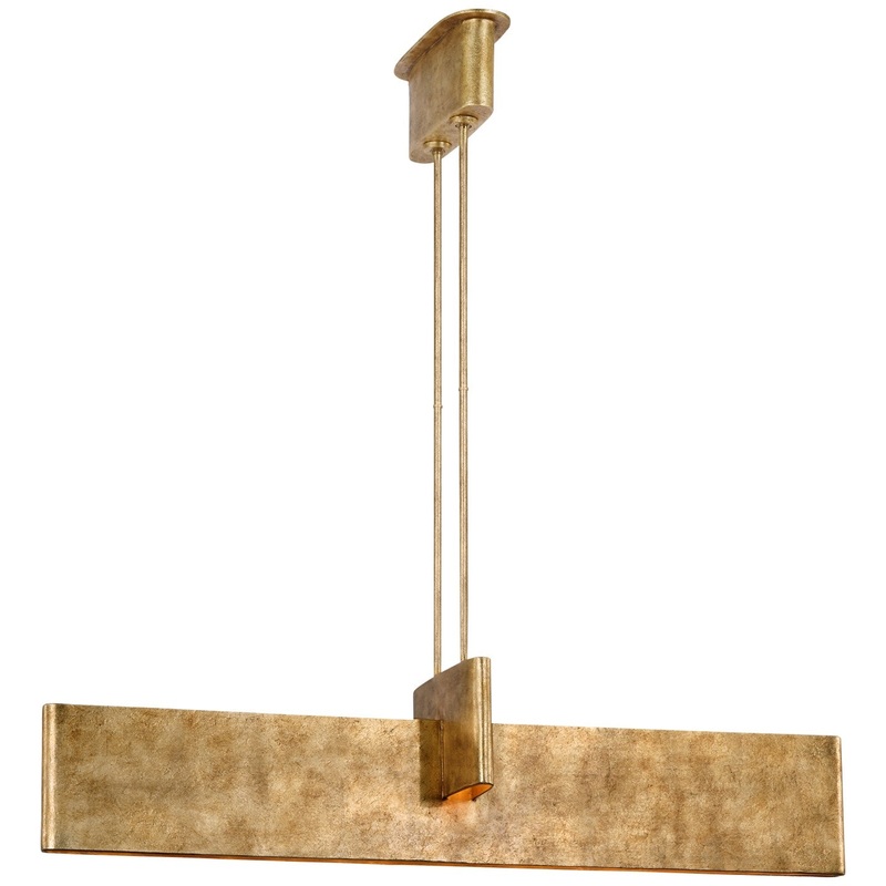 LED Linear Pendant from the Lotura Collection in Museum Gild Finish by Visual Comfort Signature