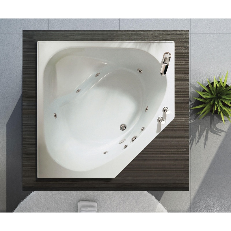 MAAX 100875-RL-103-001 Tandem 5454 Acrylic Corner Center Drain Aeroeffect Bathtub in White