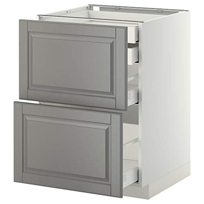 METOD/MAXIMERA base cb 2 frnts/2 basso/1 md/1 hi drw 60×61.9×88 cm bianco/Bodbyn grigio
