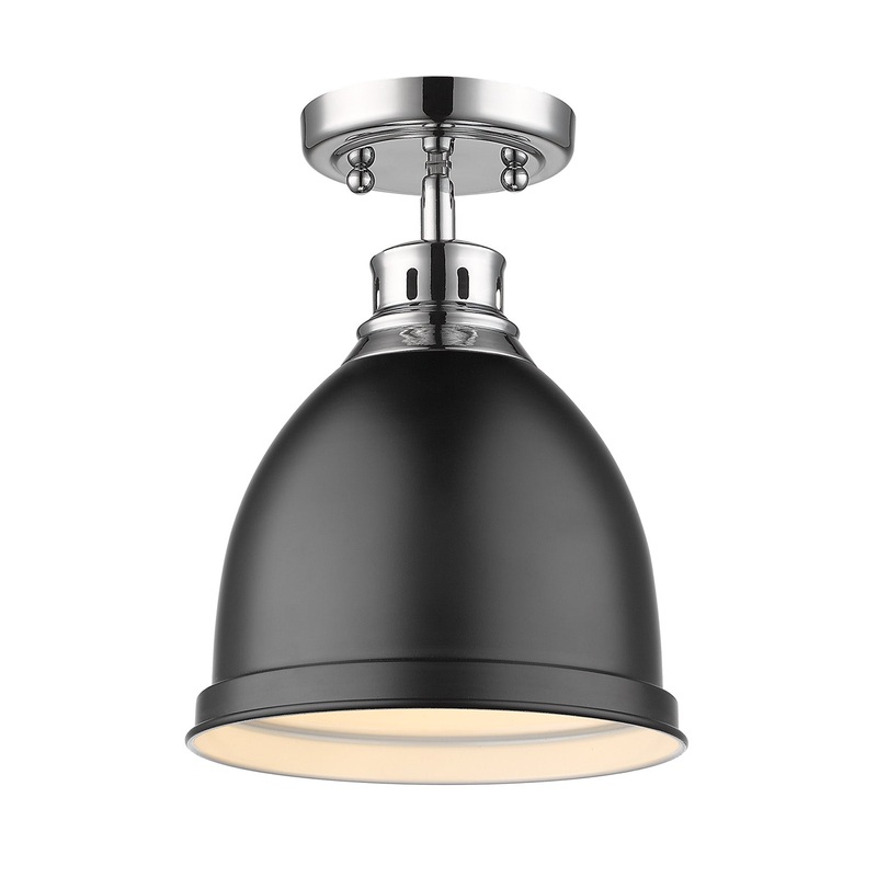 One Light Flush Mount from the Duncan CH Collection in Chrome Finish by Golden