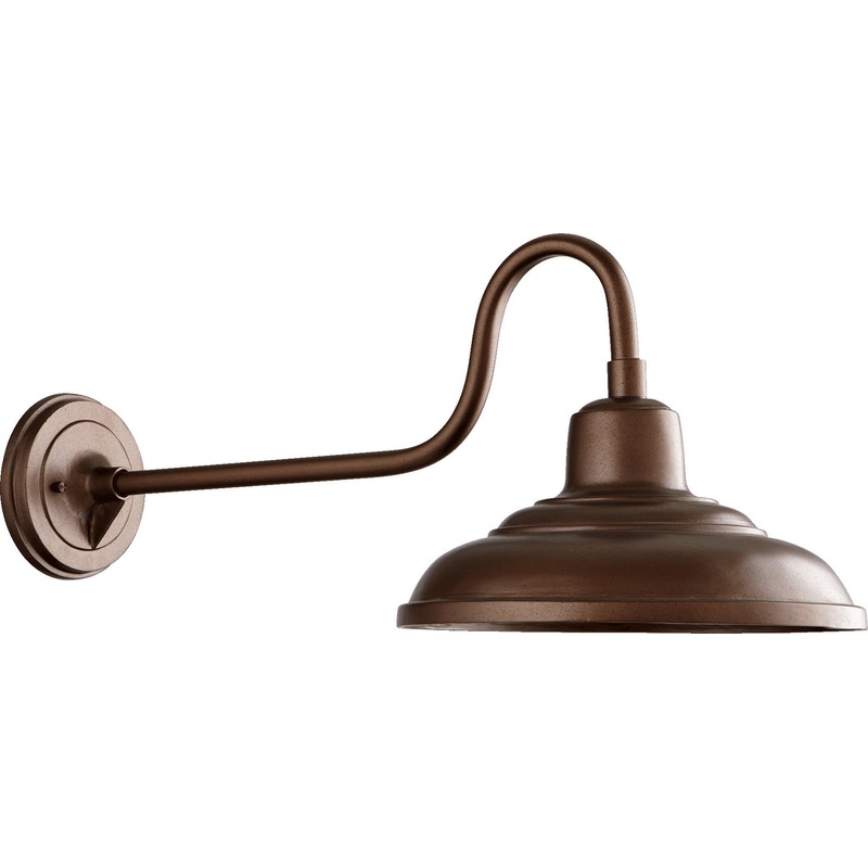 One Light Lantern from the Extended Hood Lanterns Collection in Oiled Bronze Finish by Quorum