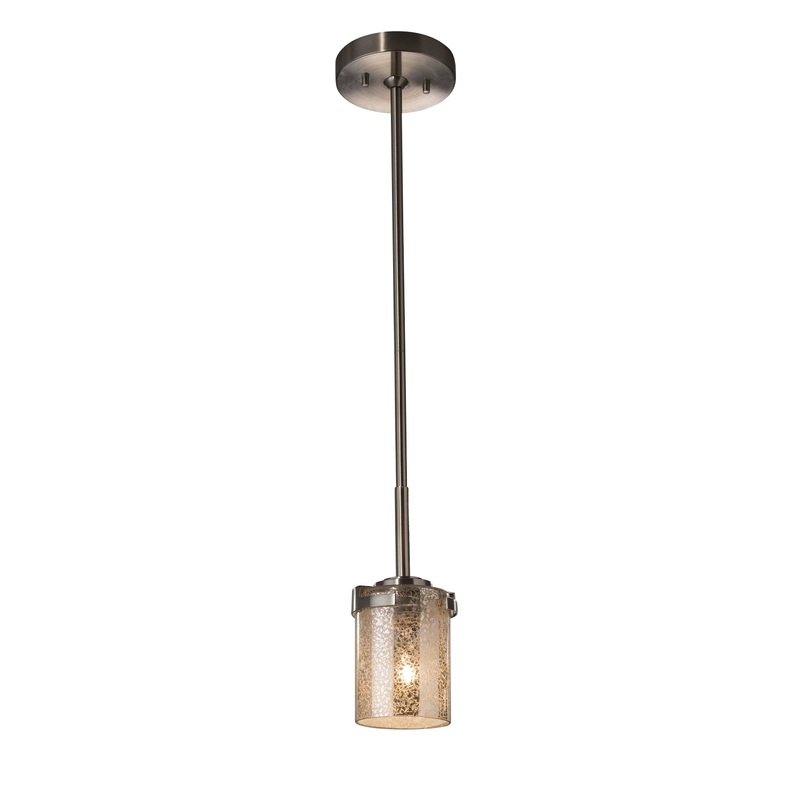 One Light Pendant from the Fusion Collection in Brushed Nickel Finish by Justice Designs