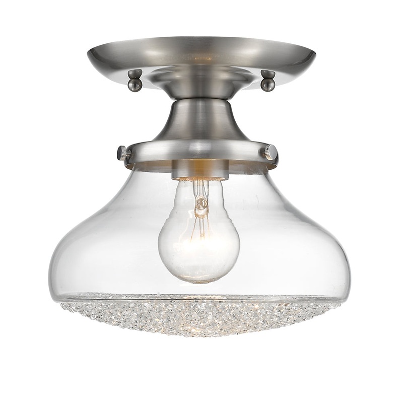 One Light Semi-Flush Mount from the Asha Collection in Pewter Finish by Golden
