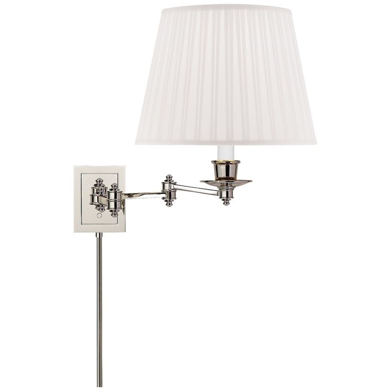 One Light Swing Arm Wall Lamp from the Swing Arm Sconce Collection in Polished Nickel Finish by Visual Comfort Signature