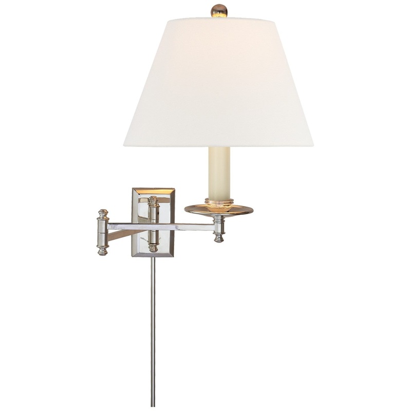 One Light Swing Arm Wall Sconce from the Dorchester3 Collection in Polished Nickel Finish by Visual Comfort Signature