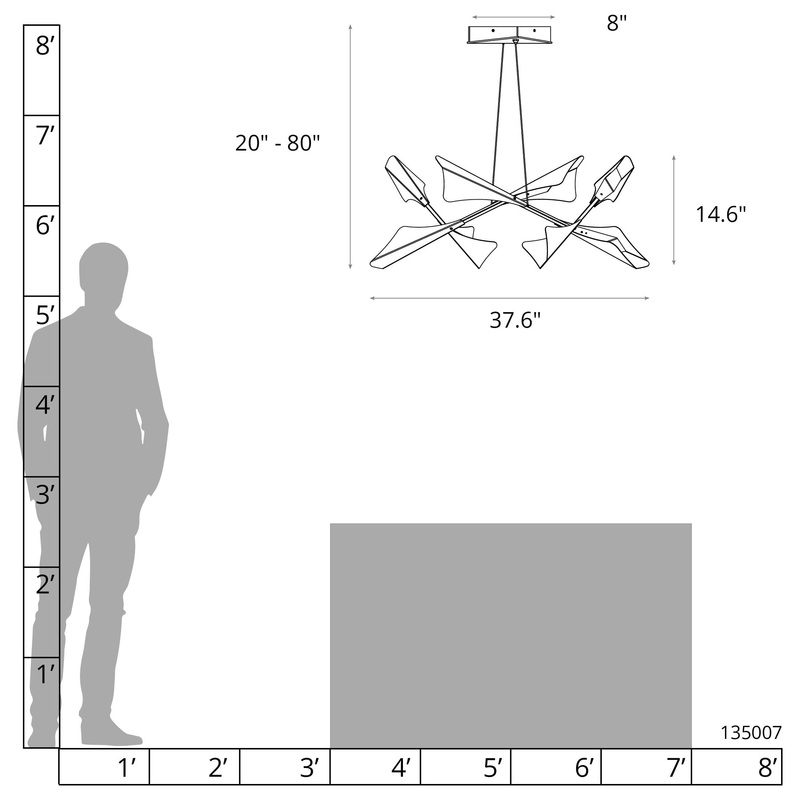 Plume 8-Light LED Pendant White Modern Brass