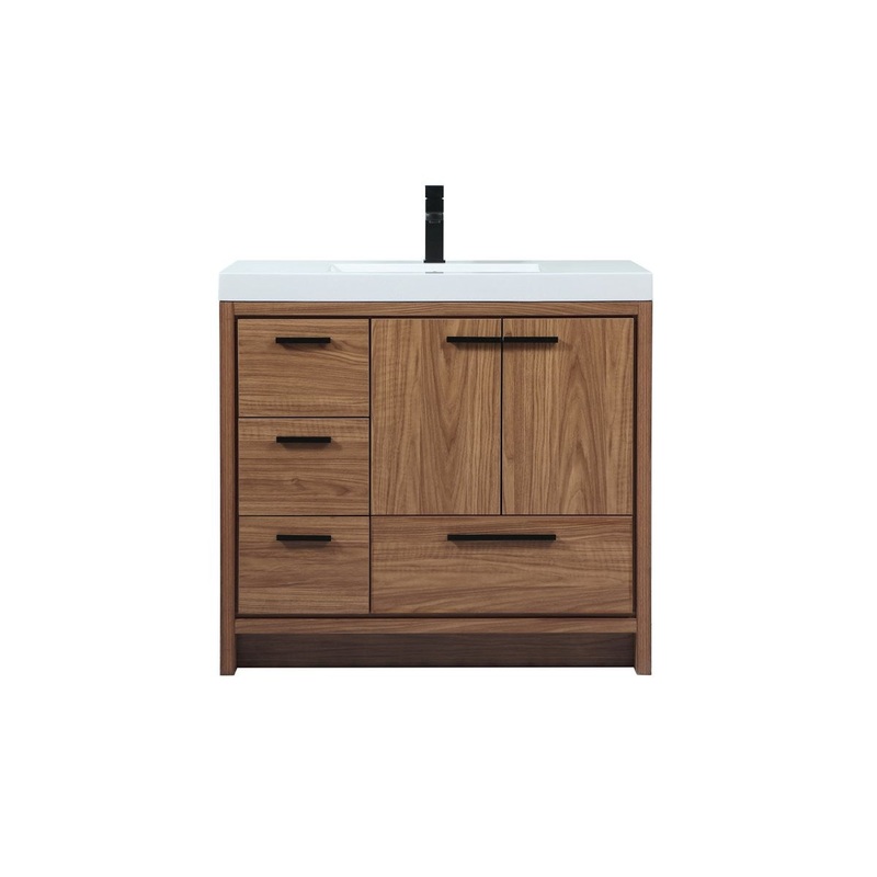 Single Bathroom Vanity from the Wyatt Collection in Walnut Brown Finish by Elegant Lighting