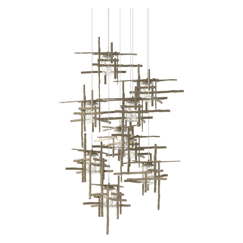 Tura 9-Light Seeded Glass Pendant Soft Gold