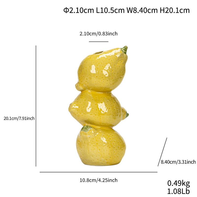 Yellow Zesty Stacked Lemon Ceramic Vase – Cheerful Nordic Tabletop Decor
