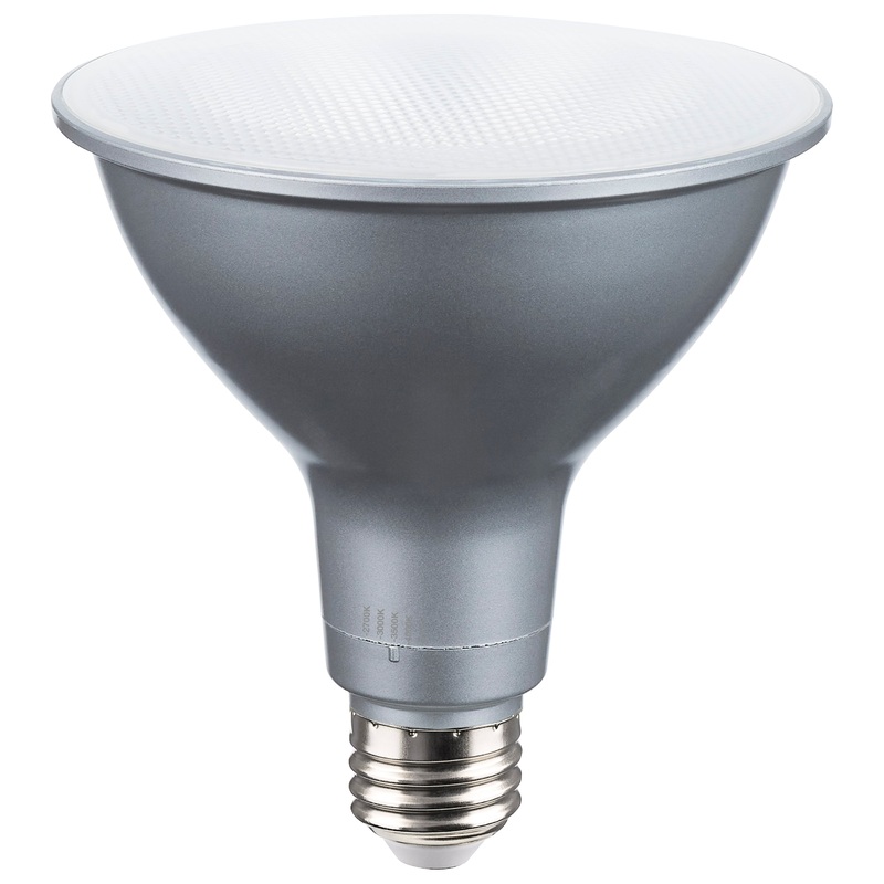 19 Watt PAR38 High Lumen LED – 27K/30K/35K/40K/50K CCT Selectable – Medium Base – 120-277 Volt Light Bulb by Satco