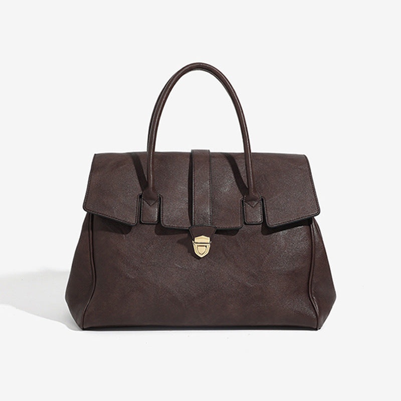 Coffee Brown Spacious Women’s PU Leather Tote Bag with Laptop Compartment