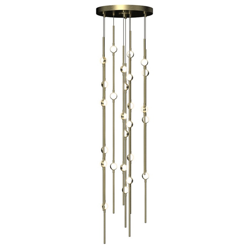 Constellation Andromeda Short 12″ Round LED Pendant Satin Brass with White Optical Acrylic 2700K 20′ Adjustable Cord