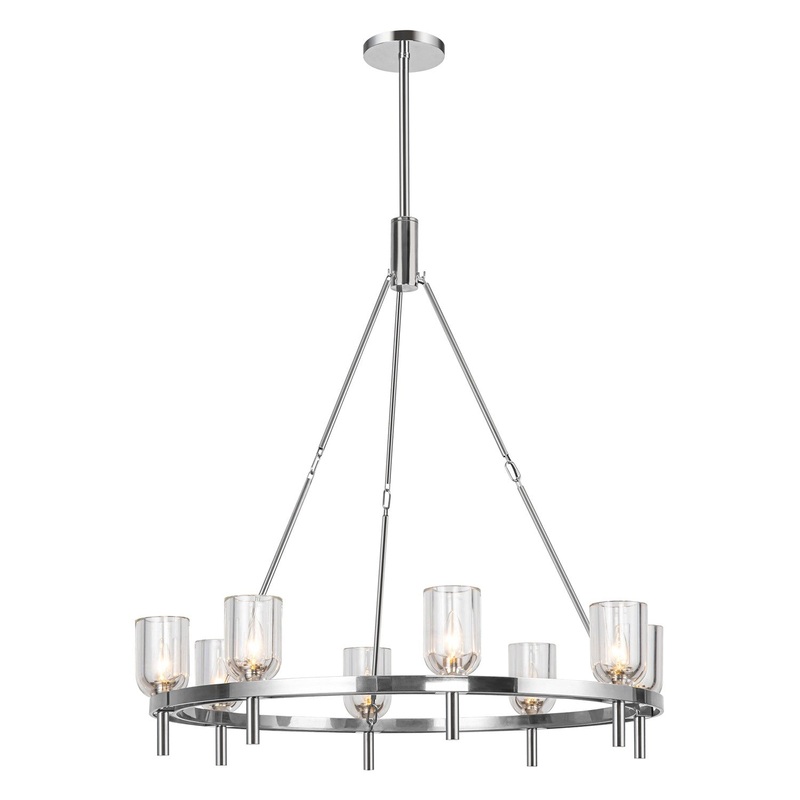 Eight Light Chandelier from the Lucian Collection in Polished Nickel/Clear Crystal Finish by Alora