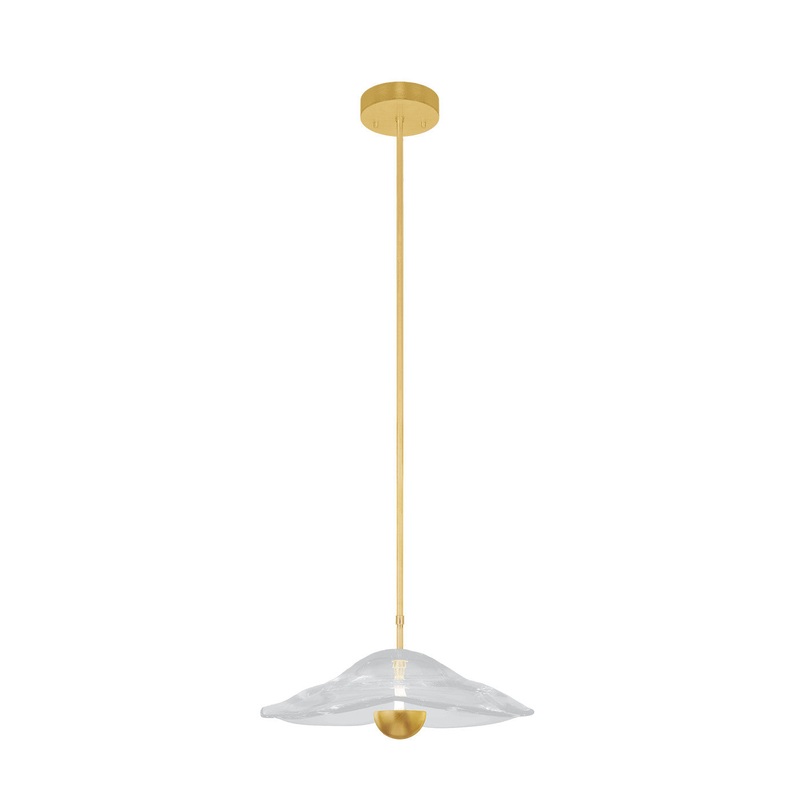 Embark 16″W Round Pendant Gold Leaf/Clear