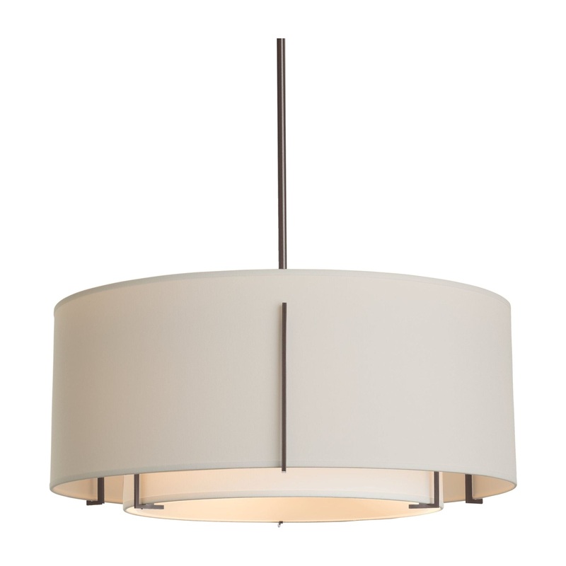 Exos Large Double Shade Pendant Dark Smoke Natural Anna Inner Shade & Flax Outer Shade